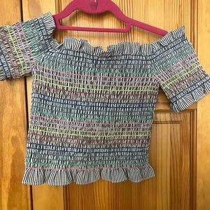 Off shoulder rainbow top